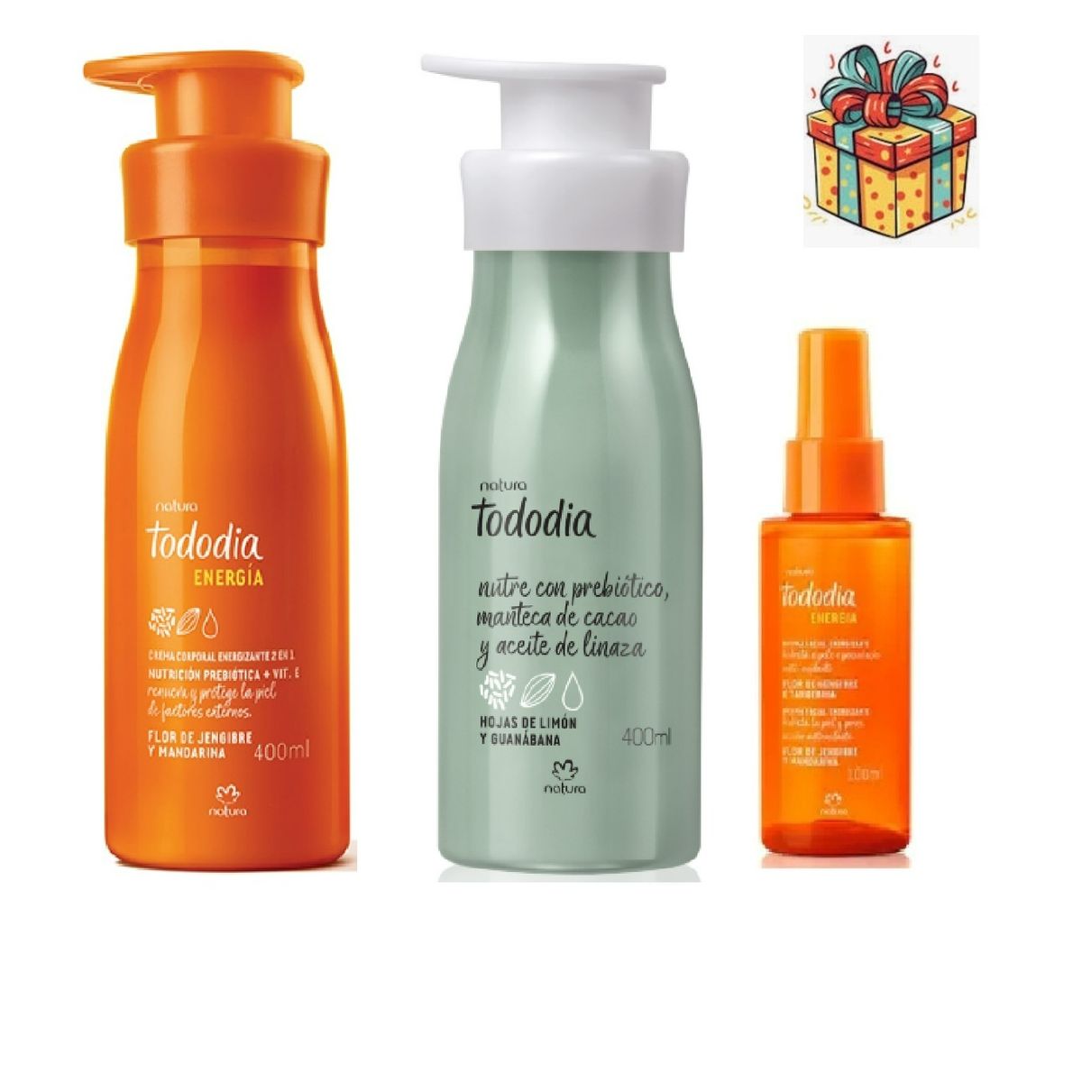 NATURA - 2 crema corporal tododia guanabana y mandarina y bruma facial