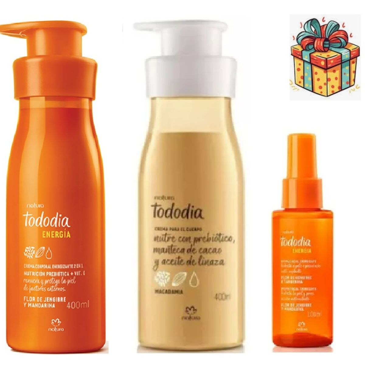 NATURA - 2 crema corporal tododia guanabana y mandarina y bruma facial
