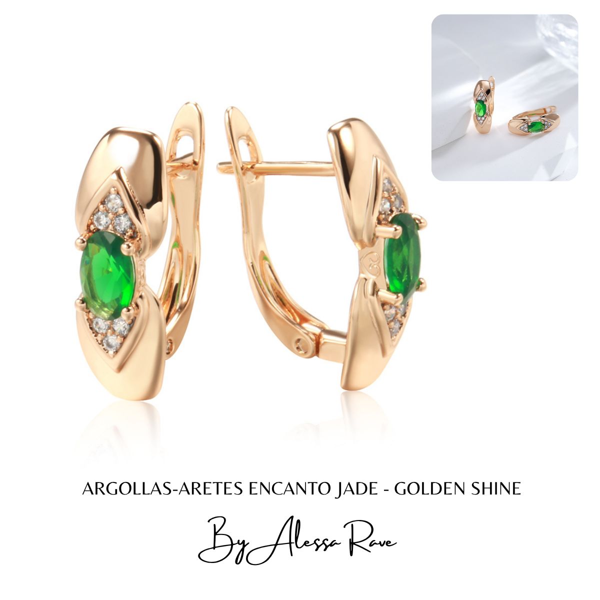 GENERICO - ARGOLLAS-ARETES ENCANTO JADE - GOLDEN SHINE