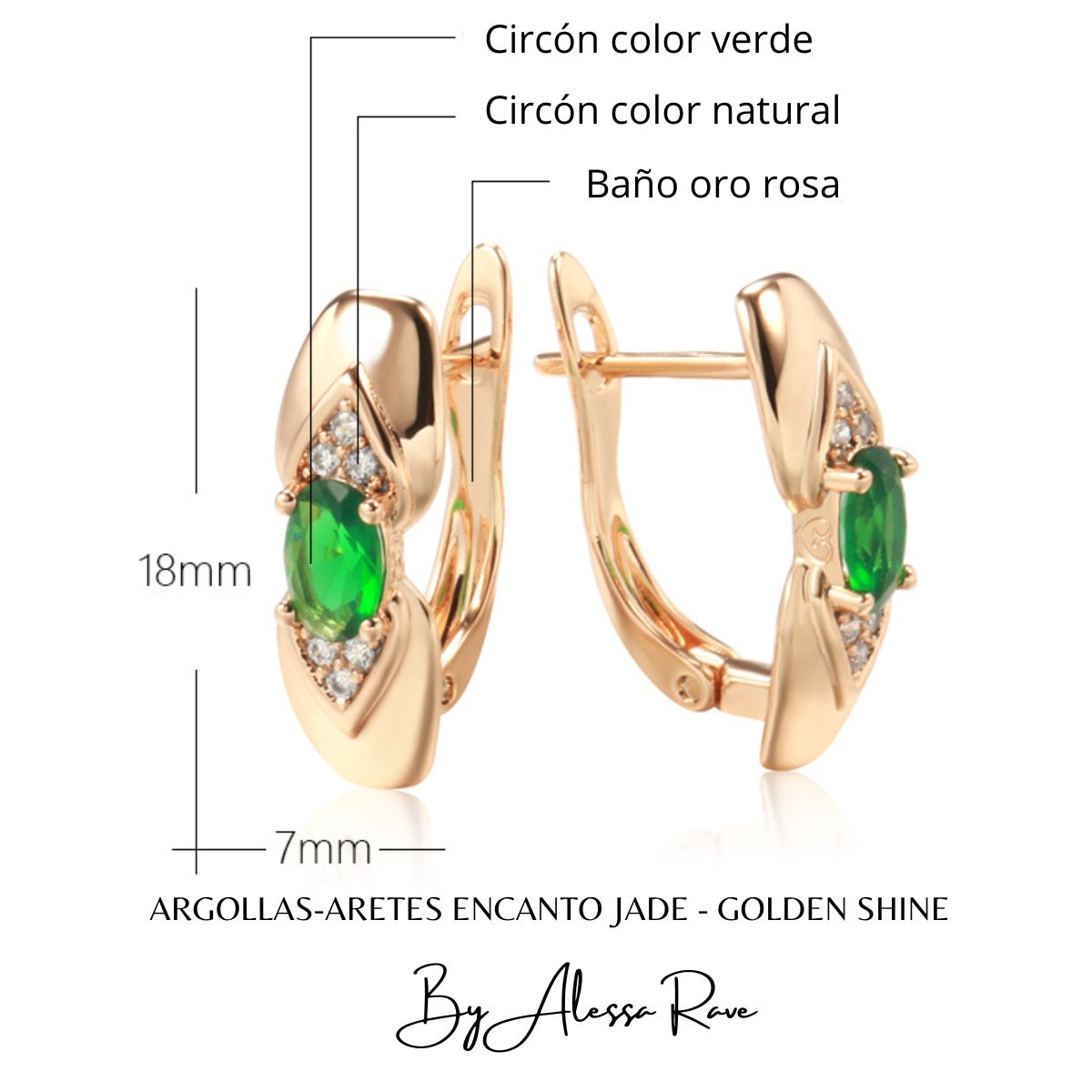 GENERICO - ARGOLLAS-ARETES ENCANTO JADE - GOLDEN SHINE