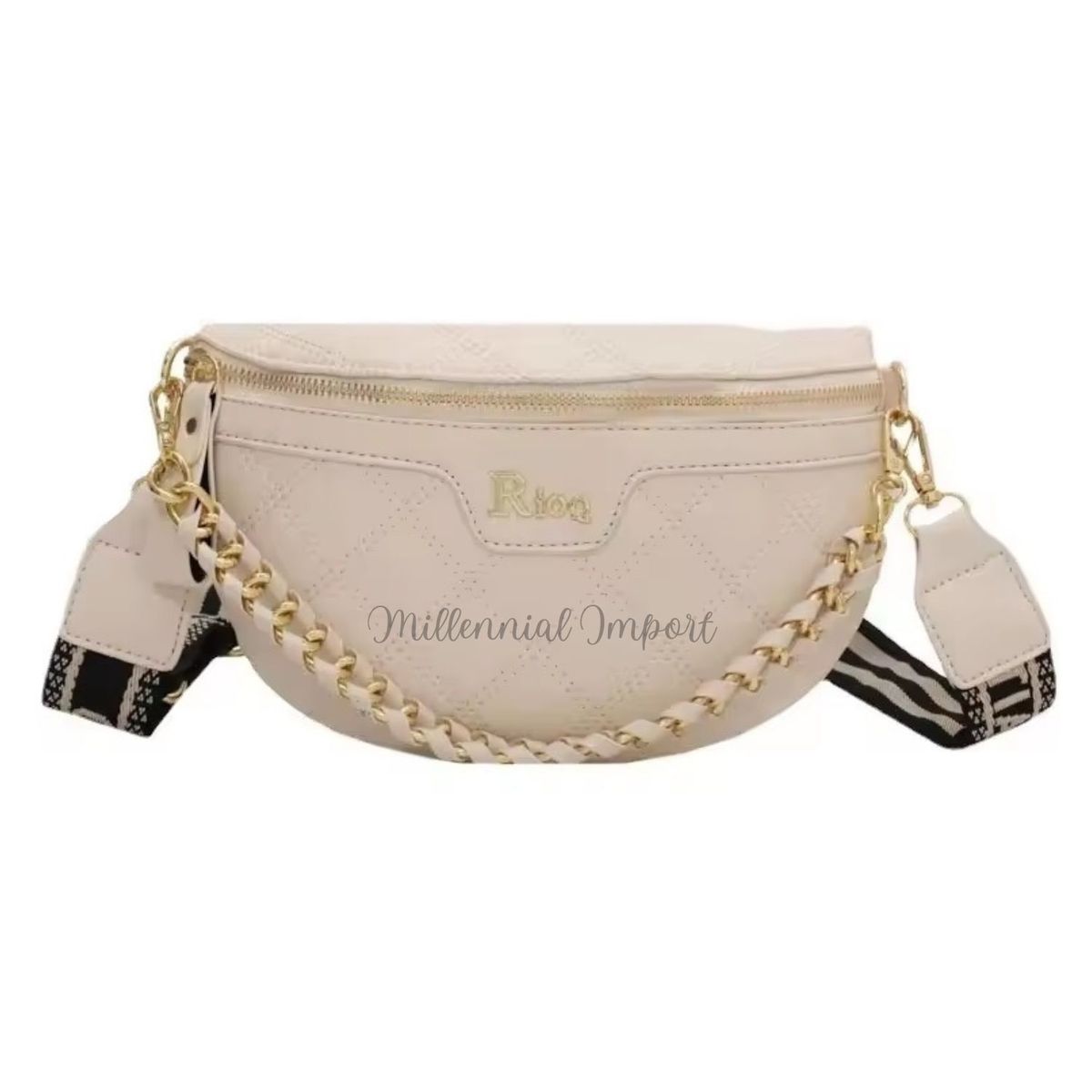 GENERICO - Cartera Canguro Blanca de Mujer Cuero PU Moderna y Versátil