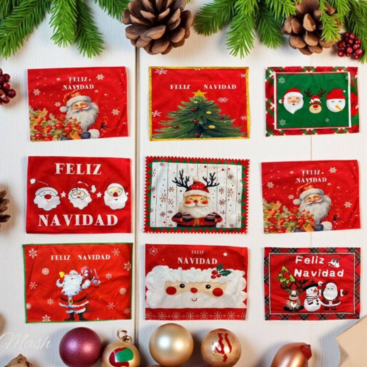 GENERICO - Individuales navideño full color tela tendencia redes