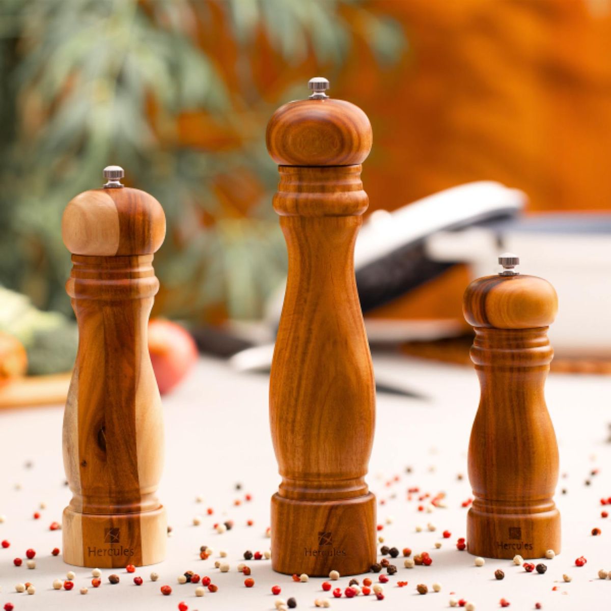 MUNDIAL - Molinillo de sal y pimienta de madera 25 CM- Hercules