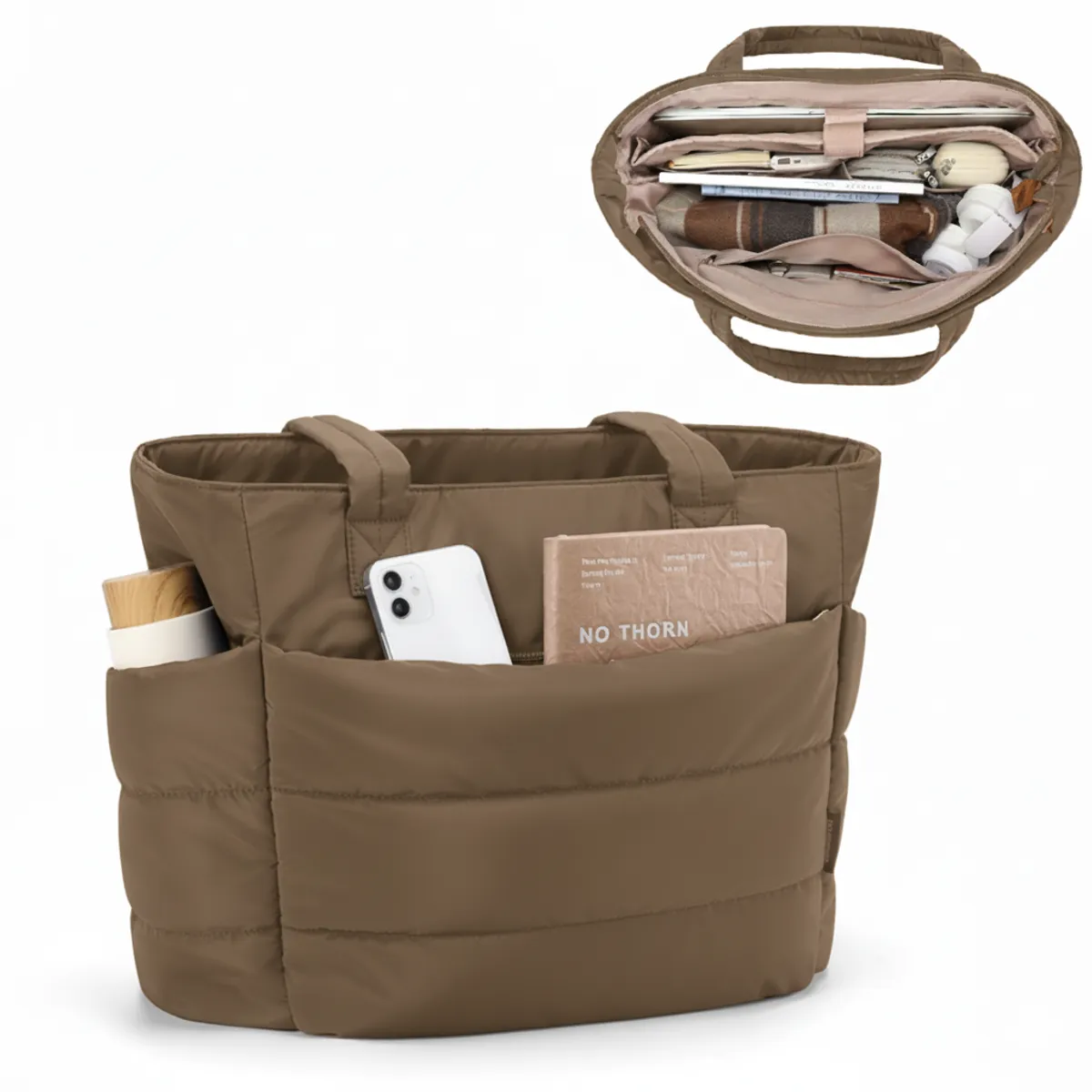 GENERICO - BOLSO PUFFER - TIPO TOTE BAG PARA DAMA PORTALAPTOP