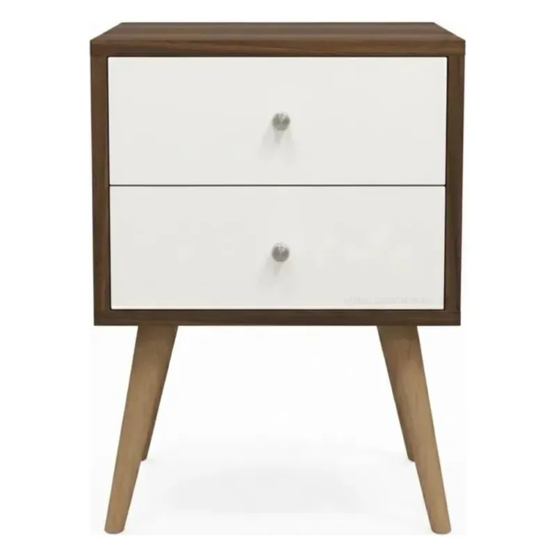 GENERICO - VELADOR DE MELAMINA 2 CAJONES ESTILO VINTAGE