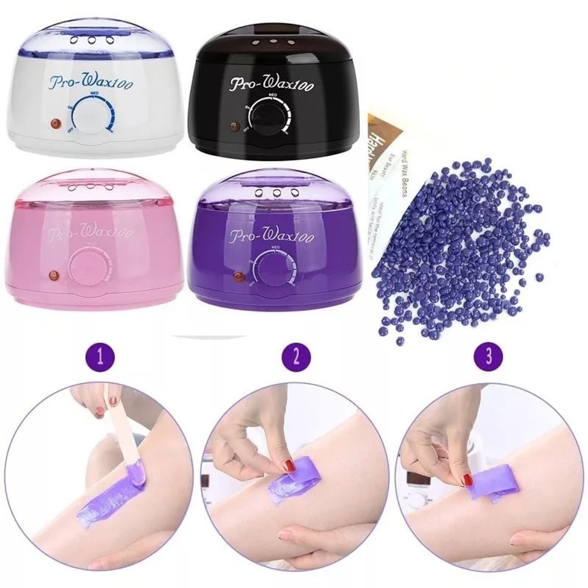 GENERICO - Pack depilación olla para cera + 100g de cera + 12 paletas