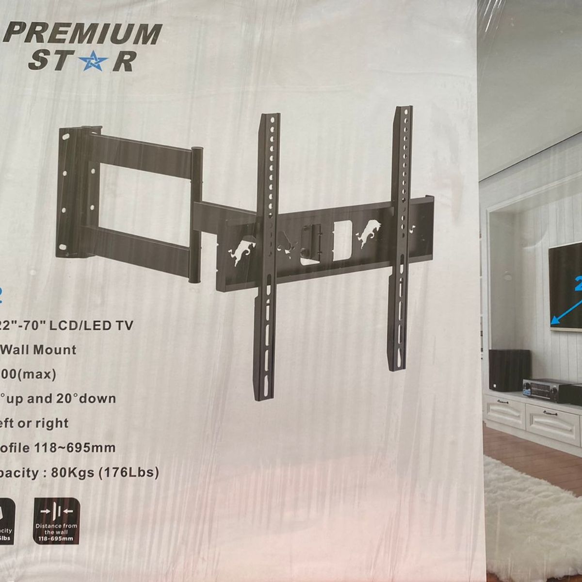 GENERICO - RACK MOVIBLE DOBLE BRAZO PARA TV DE 32 HASTA 65