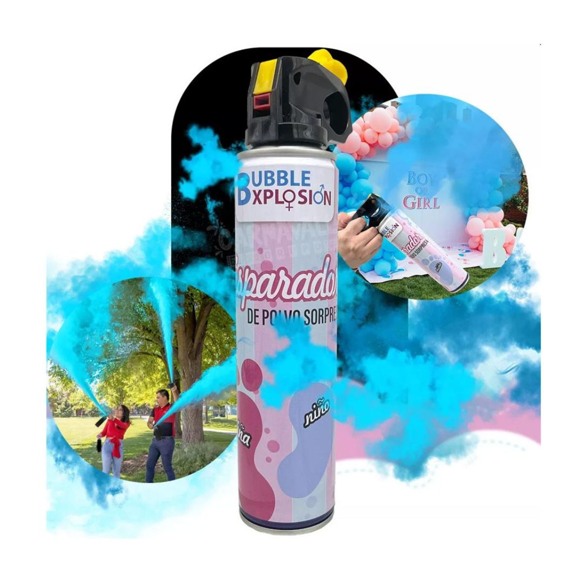 GENERICO - Spray extintor de polvo revelación de género en celeste