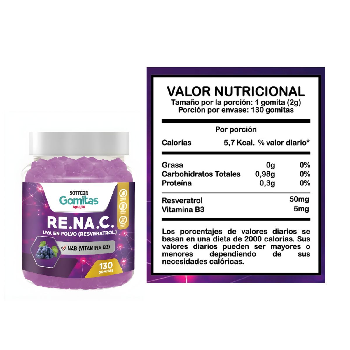 GENERICO - Gomitas De Resveratrol Para Adultos 130 gomitas - SOTTCOR