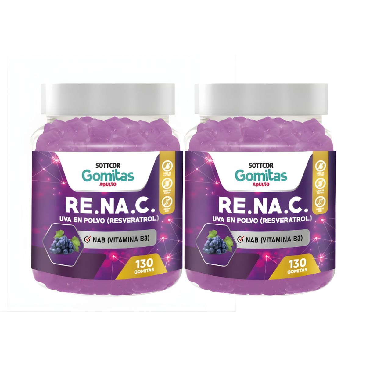 GENERICO - PACK 2 - Resveratrol 130 gomitas - Sottcor Labs