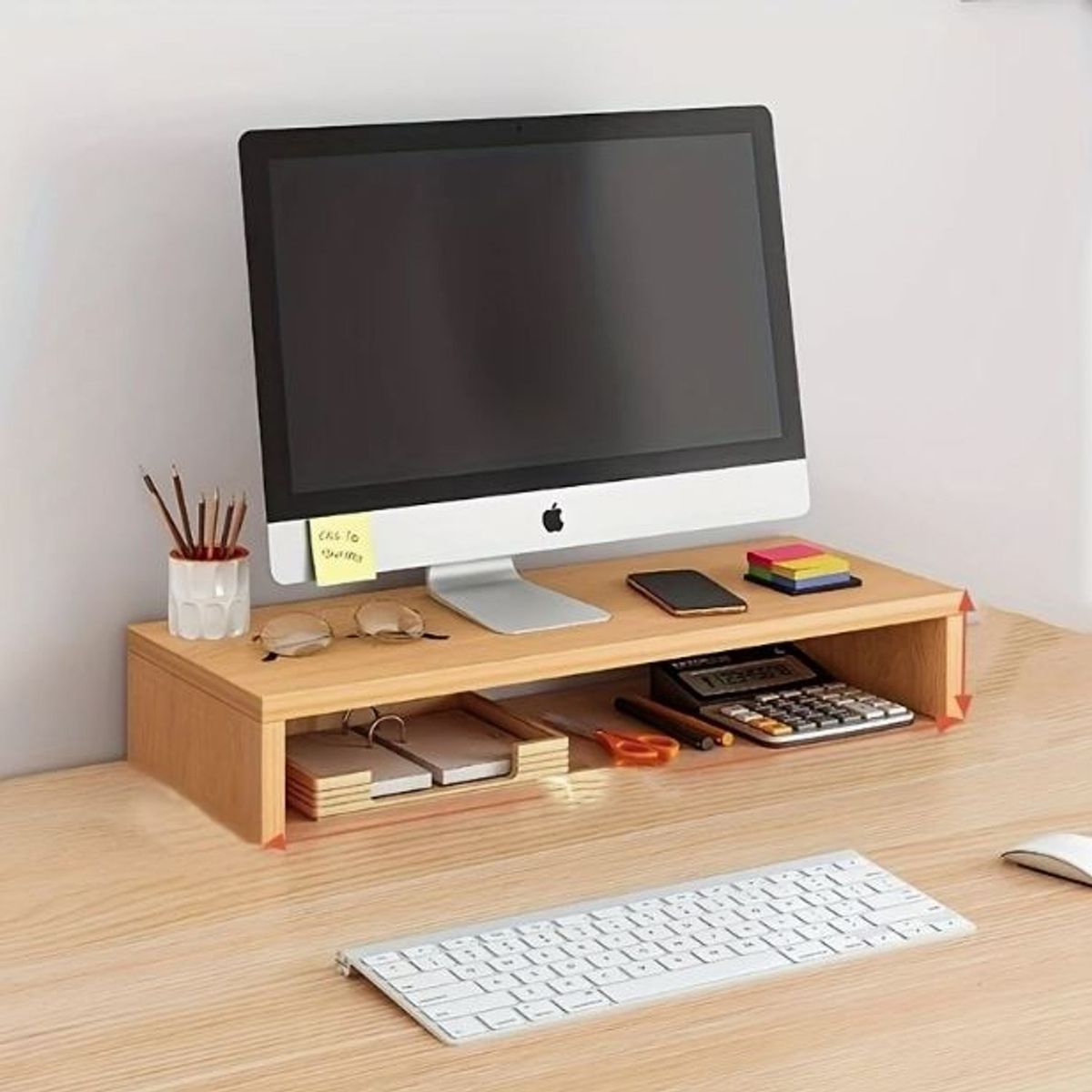 GENERICO - Soporte Elevador de Monitor Ergonómico para Escritorio Natural 60 CM