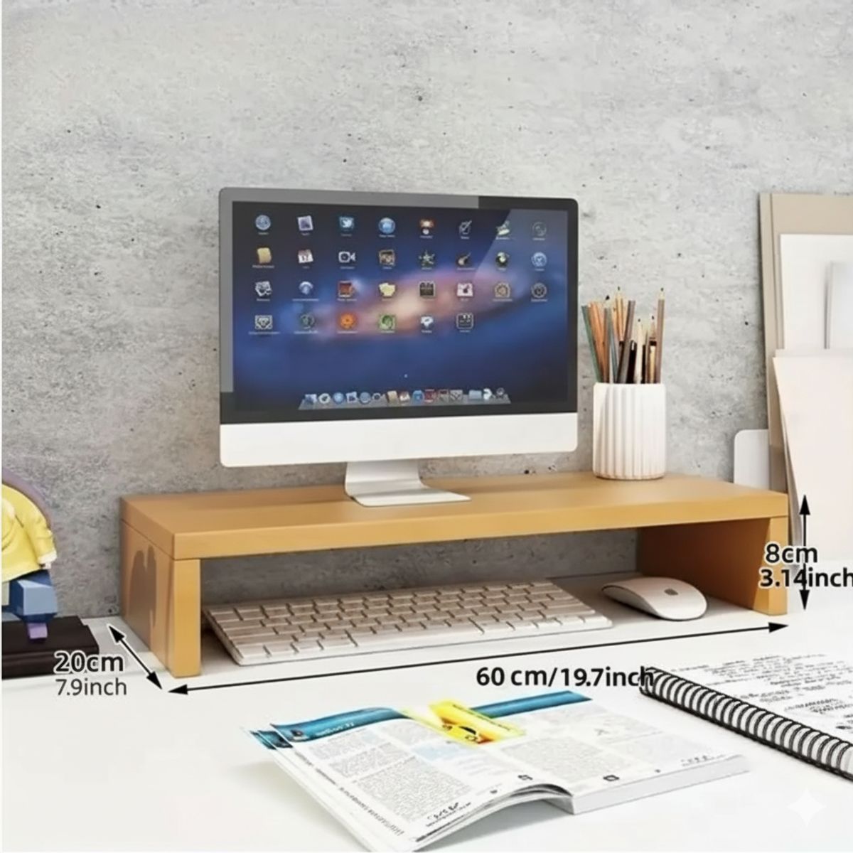GENERICO - Soporte Elevador de Monitor Ergonómico para Escritorio Natural 60 CM