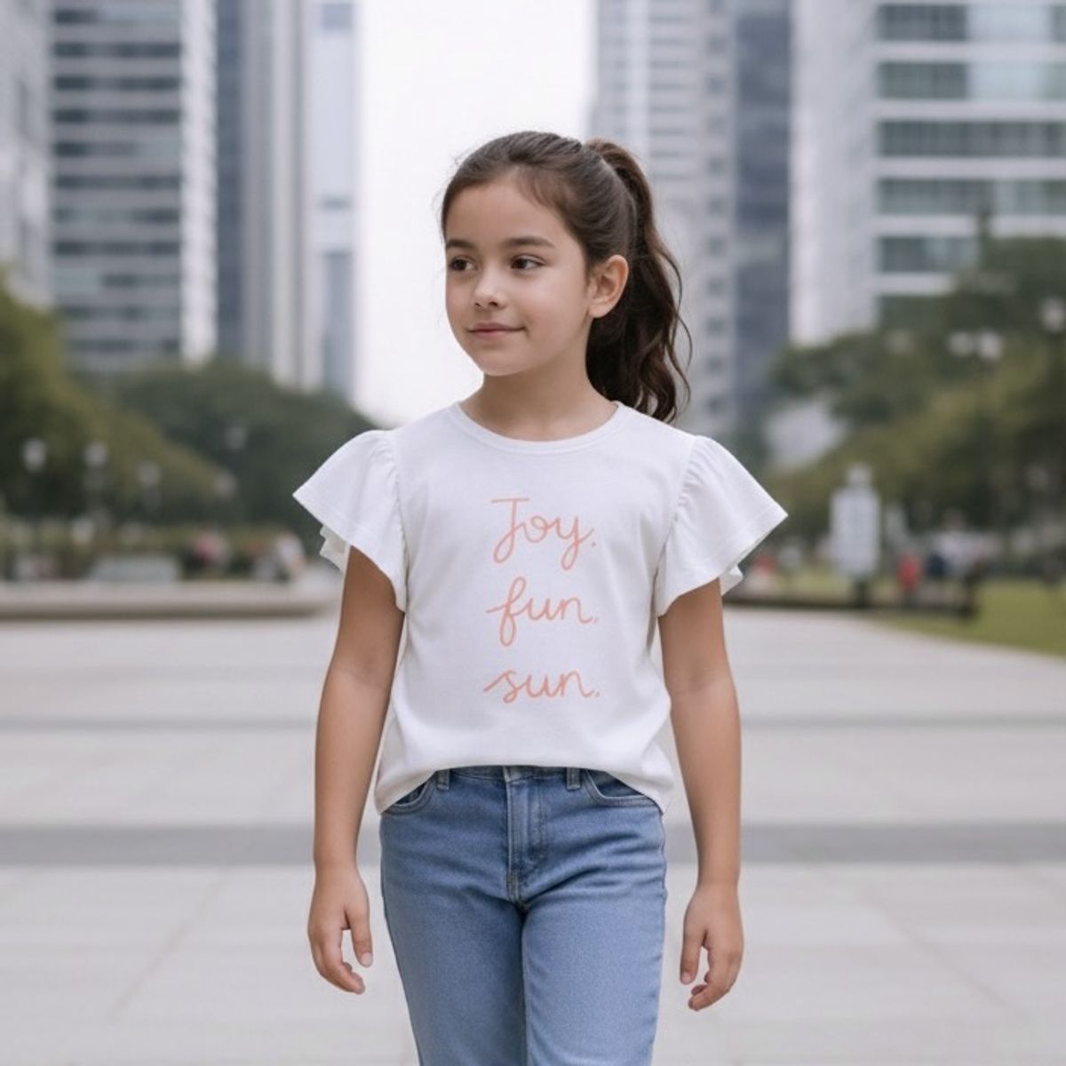 LE PETIT COMPANY - Polo Niña Manga Corta Joy Blanco 100 Algodón - Le Petit Company