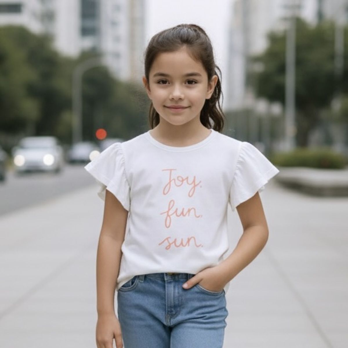 LE PETIT COMPANY - Polo Niña Manga Corta Joy Blanco 100 Algodón - Le Petit Company