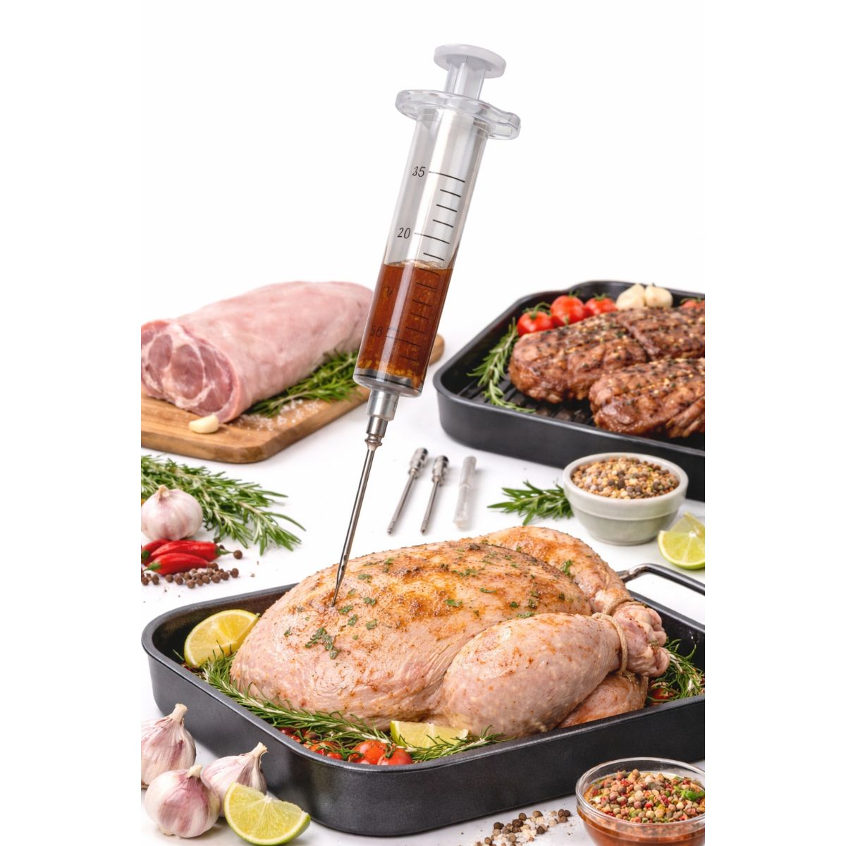 GENERICO - Inyector Jeringa de carne marinadas condimentos para pollo o pavo