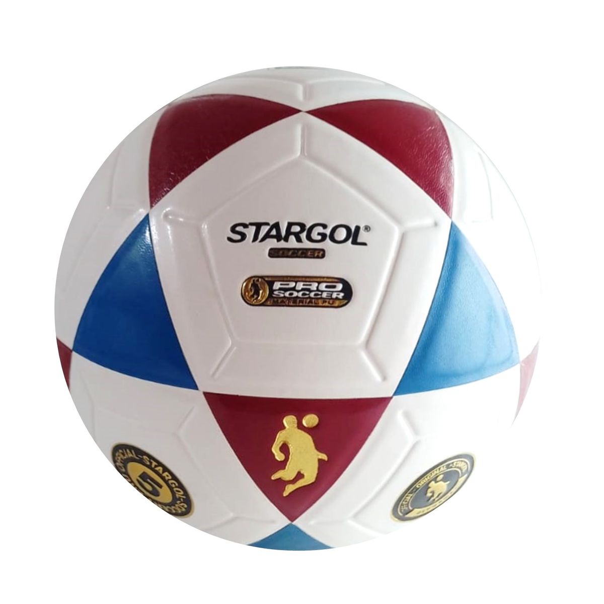 GENERICO - PELOTA PARA FÚTBOL TALLA 5 CUERO PU VULCANIZADO ROJO/AZUL