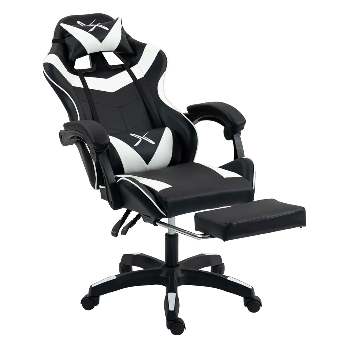 GENERICO - Silla Gamer Lyzor con posapiés SGBWTWN135B Black White