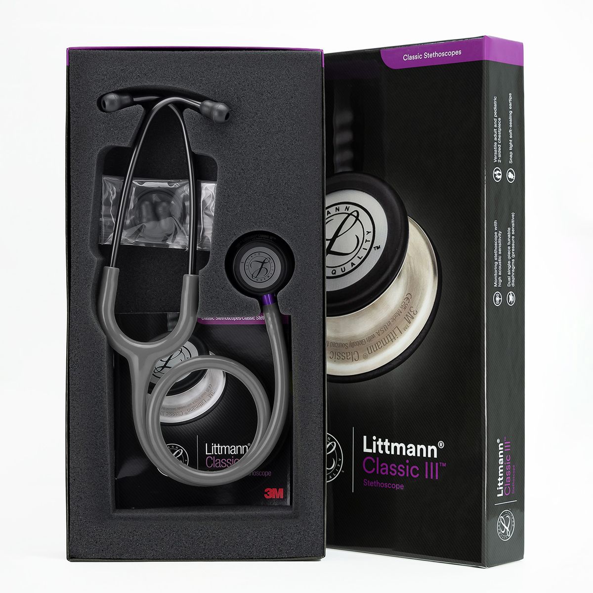 LITTMANN - Estetoscopio LITTMANN Classic III Smoke Chestpiece Gris Vástago Violeta 5873