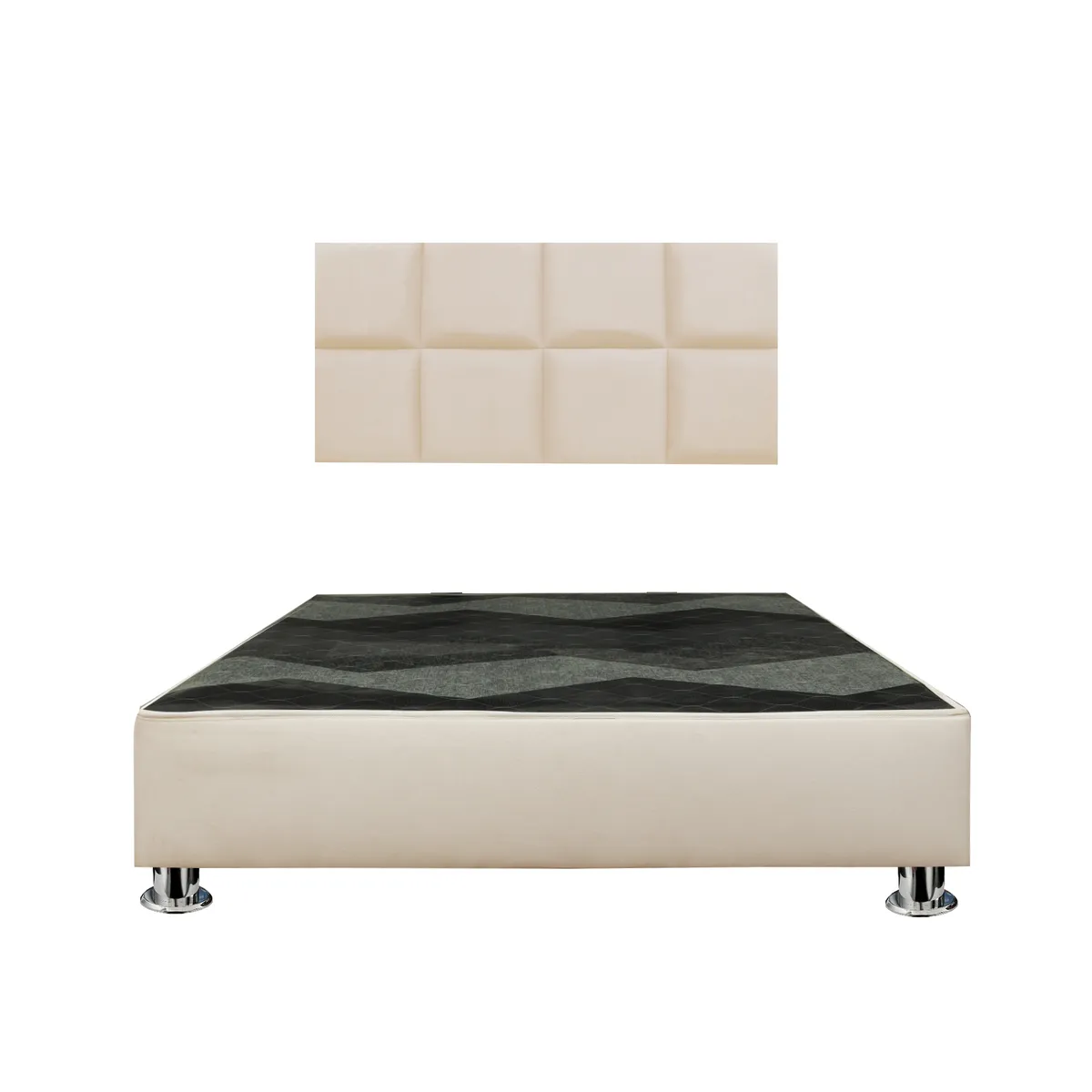 GENERICO - Cama tapizada Selene Pcromadas - Queen Beige claro