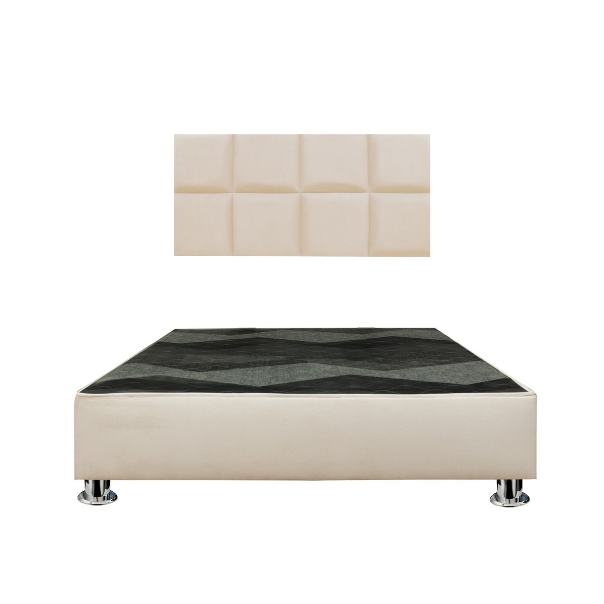GENERICO - Cama tapizada Selene Pcromadas - Queen Beige claro