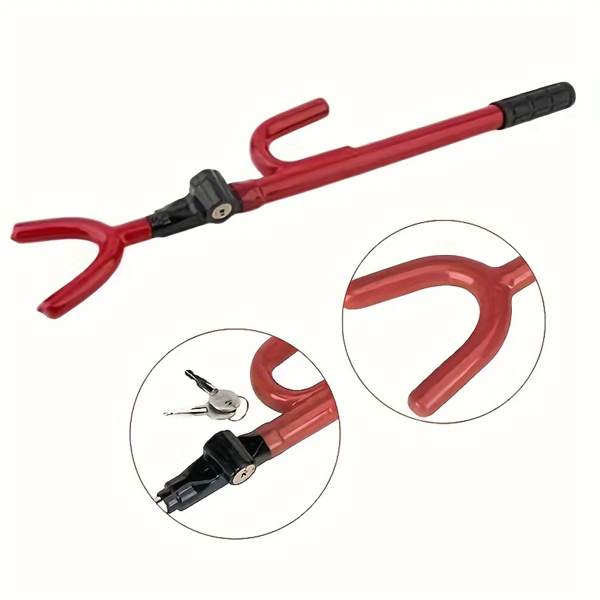 GENERICO - Bastón de Seguridad Antirrobo para Timón de Auto Ceeaoo FX33116 Rojo