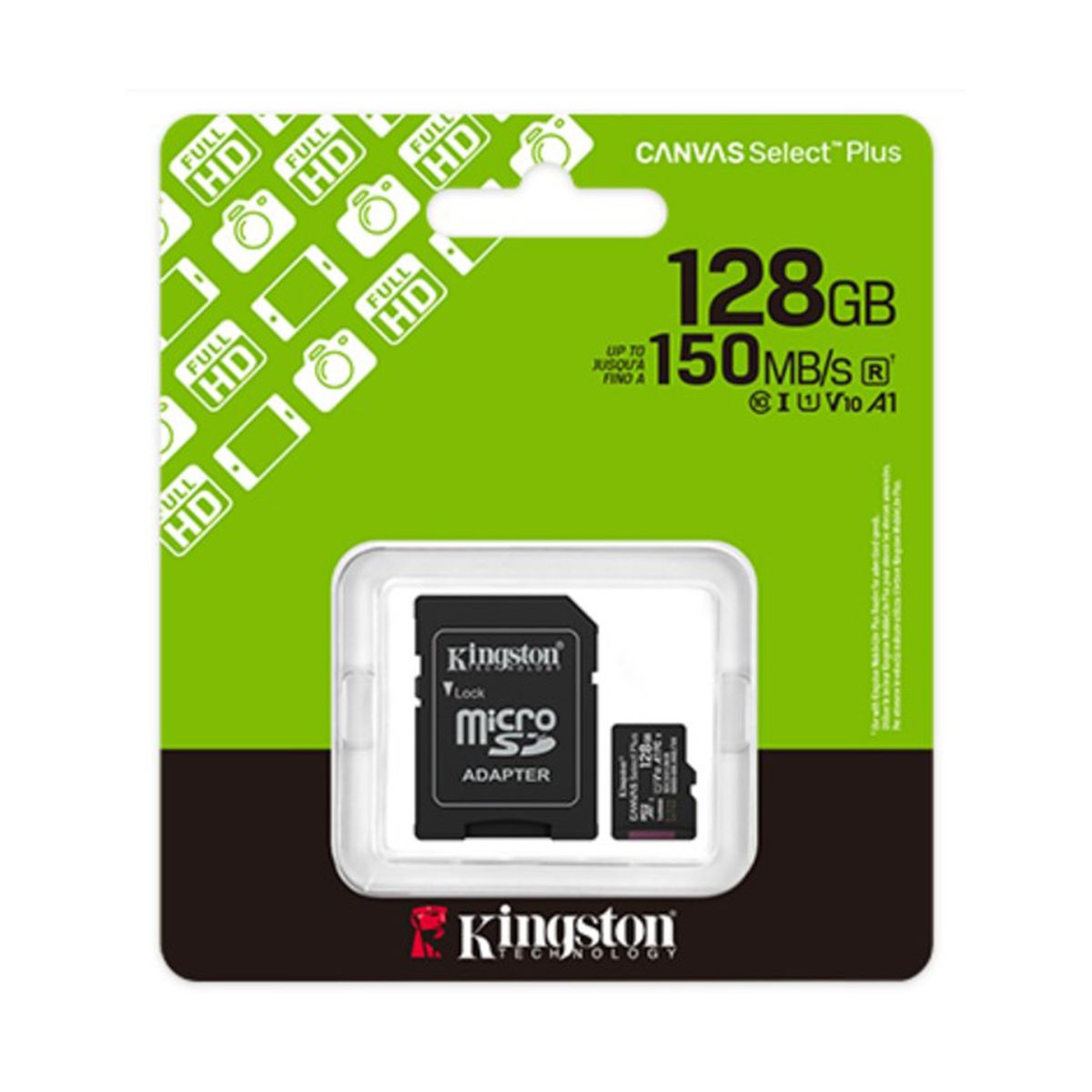 KINGSTON - Memoria MicroSD Kingston SDCS3/128GB Canvas Select Plus 150MB/s Clase 10