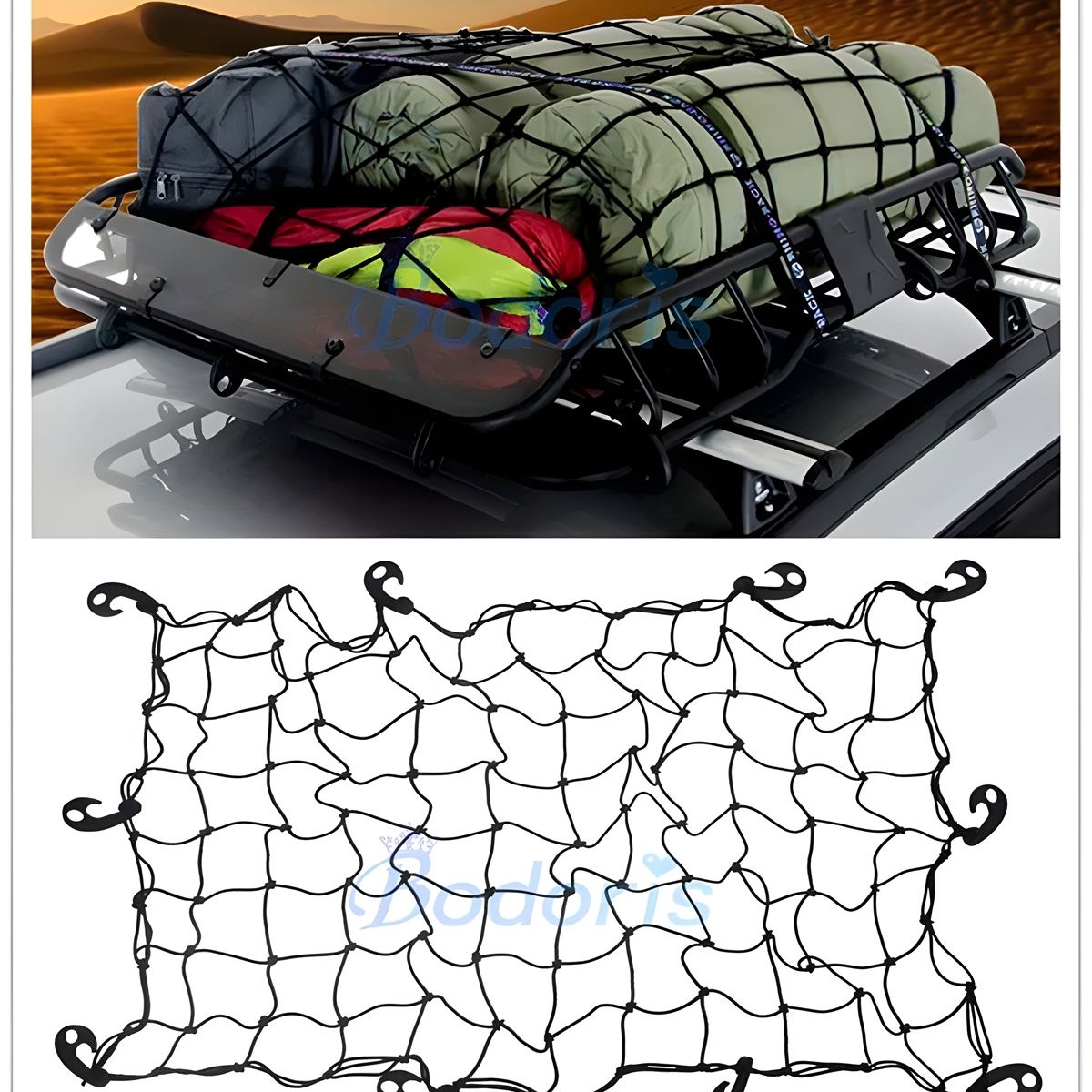 GENERICO - Malla Elastica Porta Equipaje 120x80cm Con Ganchos