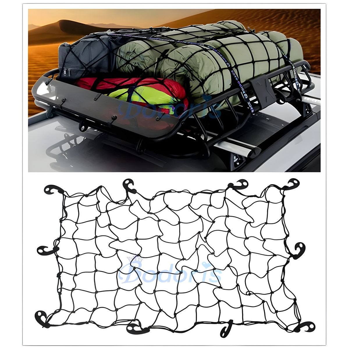 GENERICO - Malla Elastica Porta Equipaje 120x80cm Con Ganchos