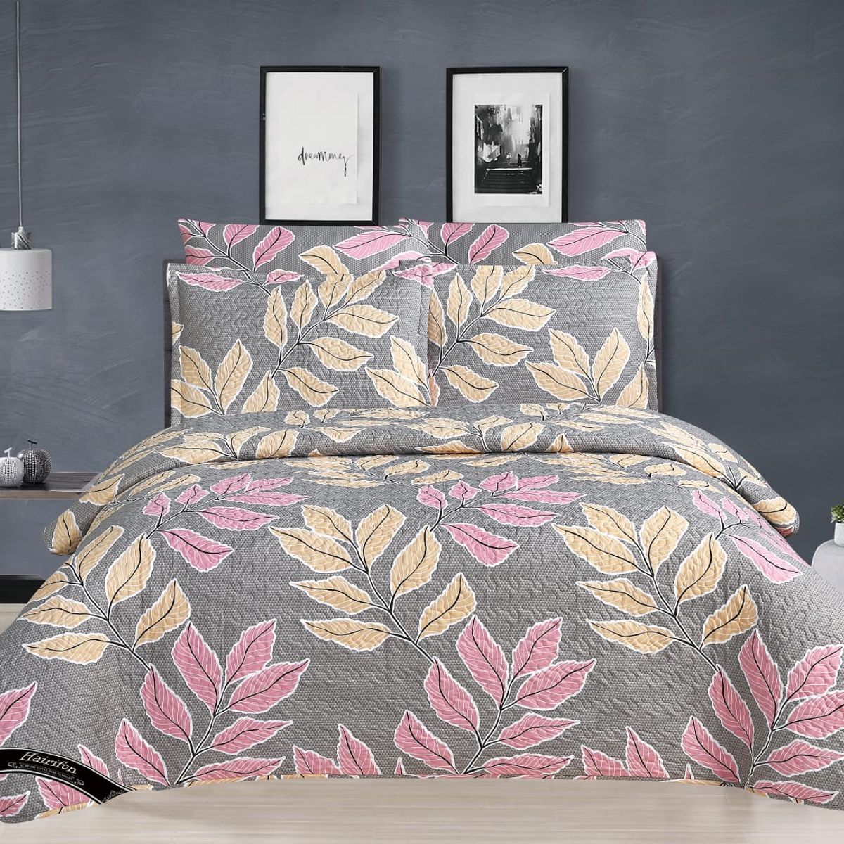 GENERICO - COBERTOR VERANO HAIRIFON - ESTAMPADO HOJAS GIS