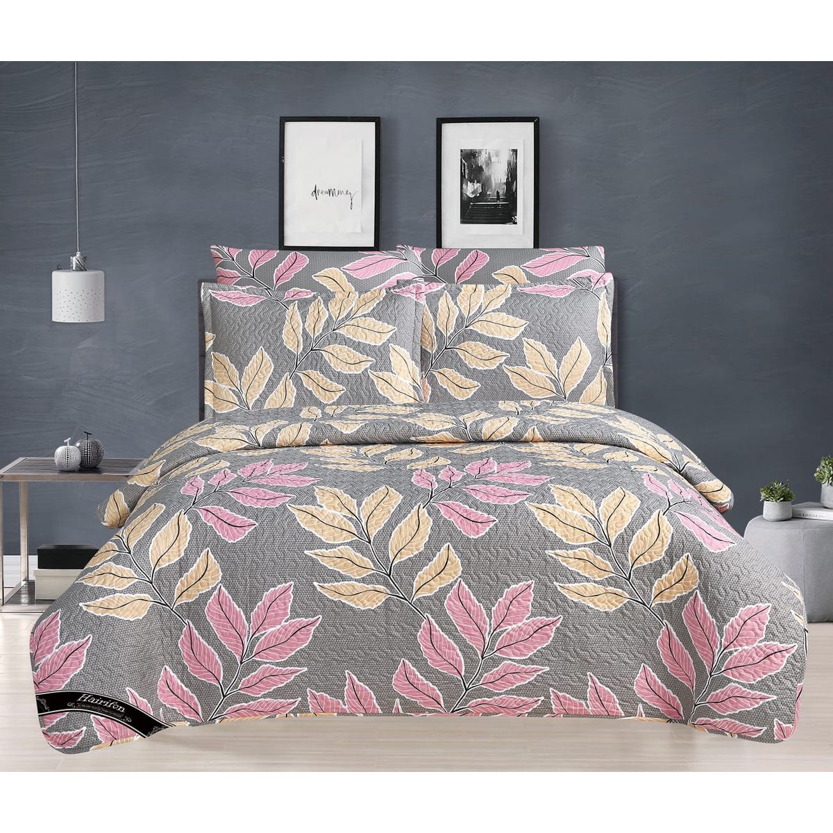 GENERICO - COBERTOR VERANO HAIRIFON - ESTAMPADO HOJAS GIS