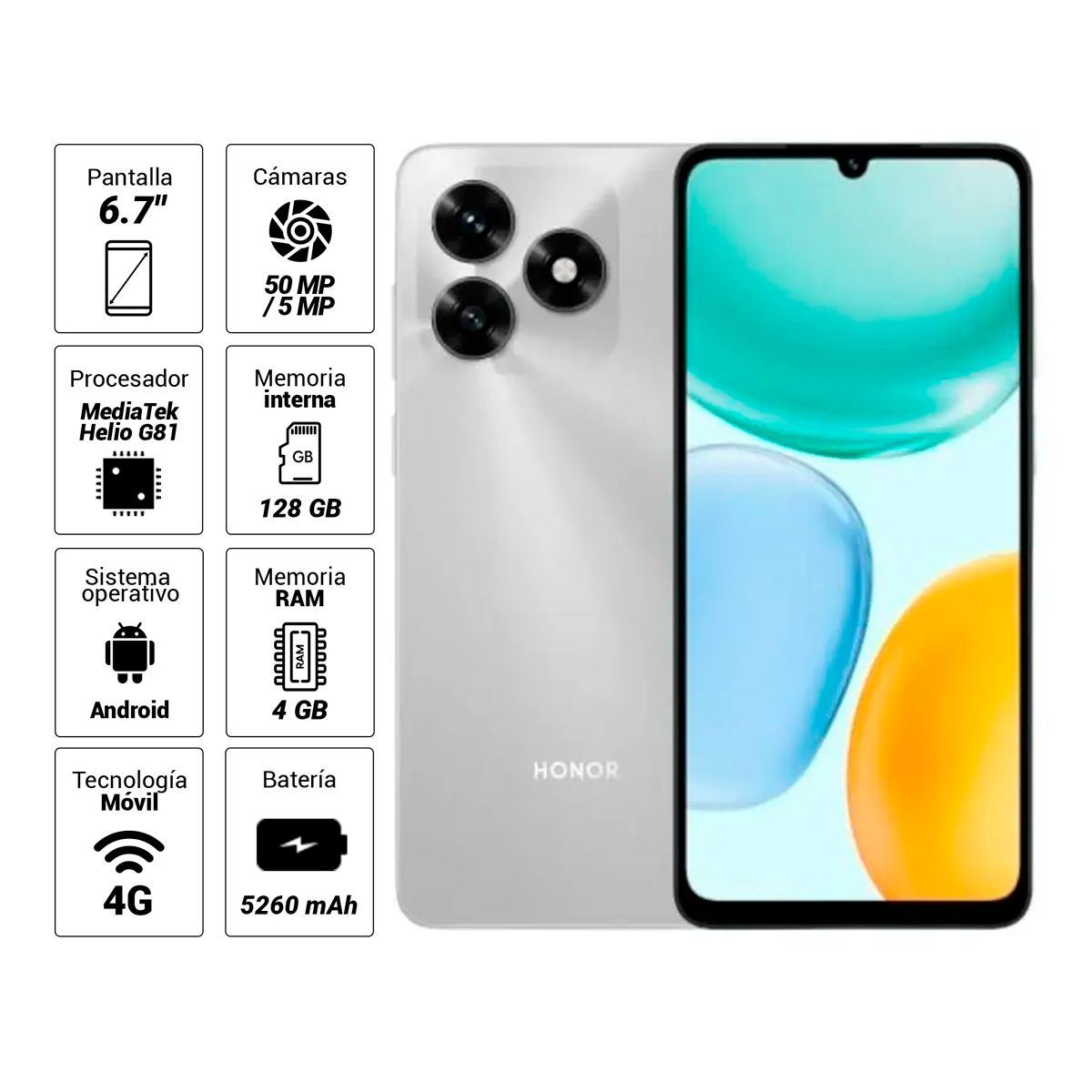 HONOR - Smartphone Honor X5C 4Gb 128Gb Plata