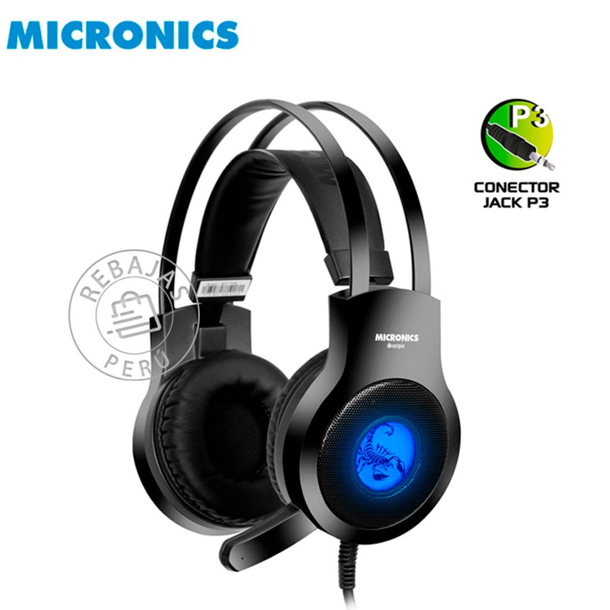 MICRONICS - Audífono Gamer Micronics Scorpio MIC HG813 LED Azul Vibración 35mm