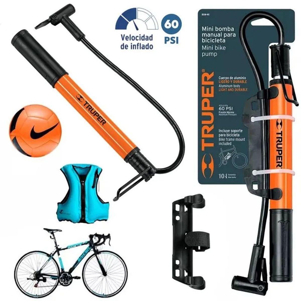 OEM - Inflador Manual Bomba De Aire Pelotas Llanta De Bicicletas Inflables Pelotas