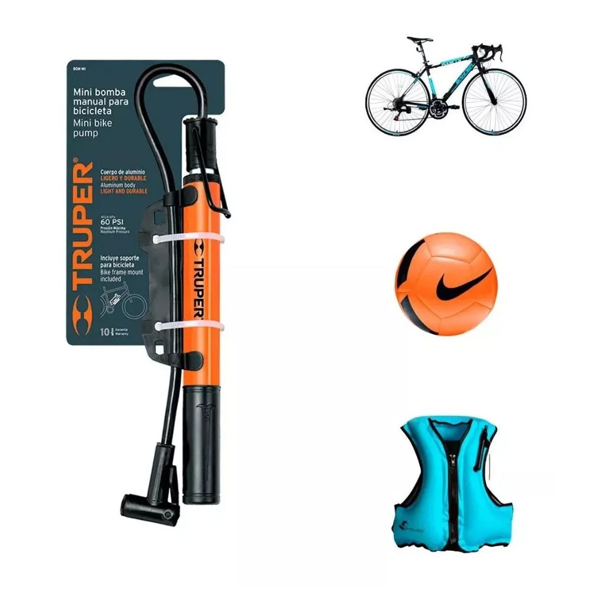 OEM - Inflador Manual Bomba De Aire Pelotas Llanta De Bicicletas Inflables Pelotas