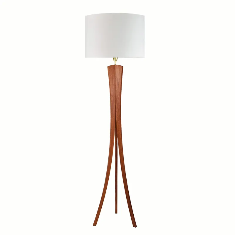 GENERICO - Lámpara de pie Trípode de Madera Safo Hueso