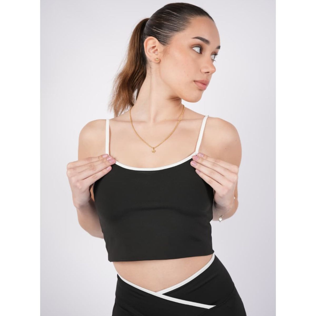 TWO OCEANS FITWEAR - Top Deportivo Mujer con Tiras Blancas Regulables
