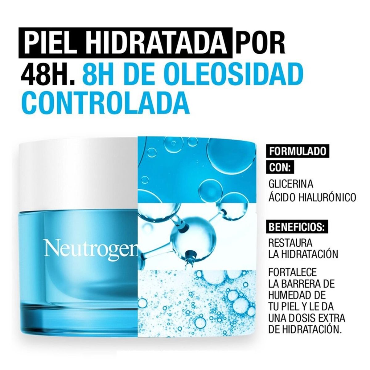 NEUTROGENA - Crema Facial Refill Hidratante Neutrogena 50gr con Ácido Hialurónico + Paraguas Plegable Aleatorio