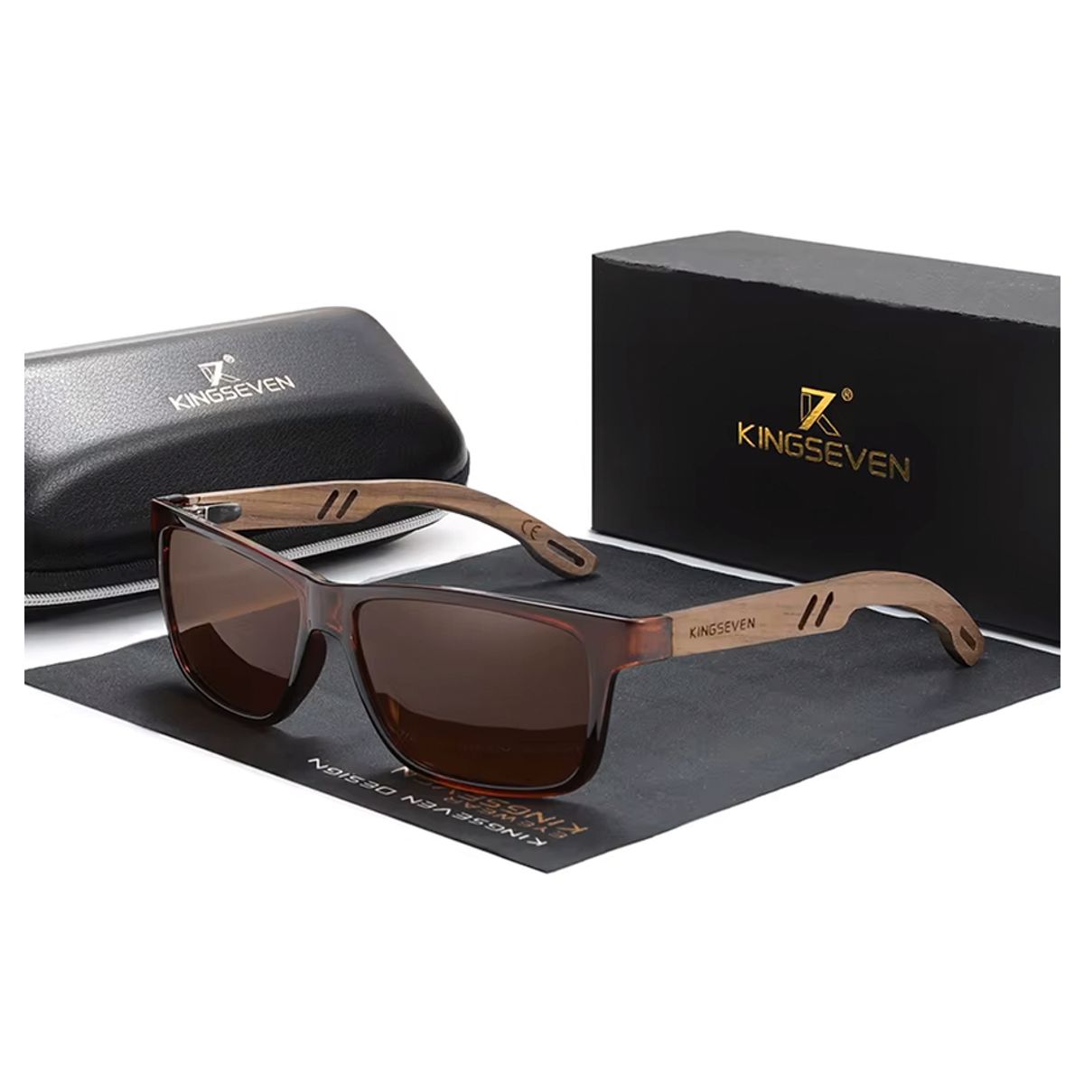 KINGSEVEN - Lentes de Sol Deportivos Kingseven Madera Polarizado marron