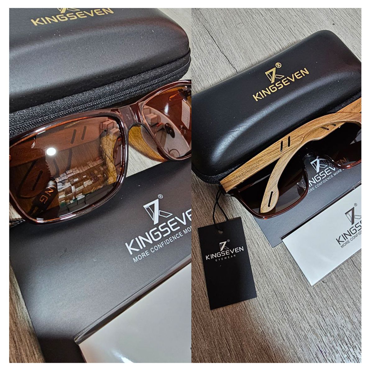 KINGSEVEN - Lentes de Sol Deportivos Kingseven Madera Polarizado marron
