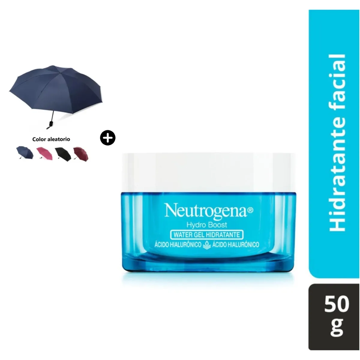 NEUTROGENA - Crema Hidratante Facial Gel Neutrogena con Ácido Hialurónico 50g+Paraguas Plegable Color Aleatorio