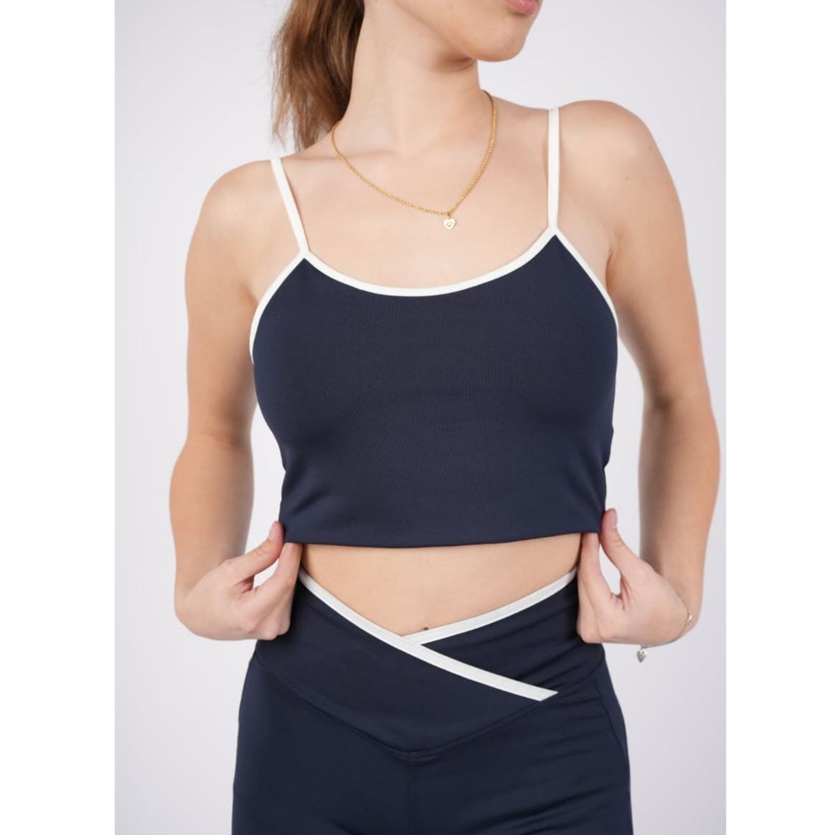 TWO OCEANS FITWEAR - Top Deportivo Mujer con Tiras Blancas Regulables