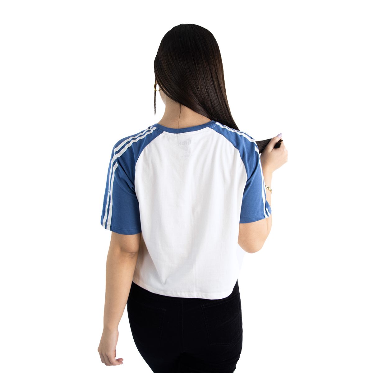 LILO & STITCH - Polo Mujer Lilo Y Stitch Manga Corta Crop Algodón Blanco