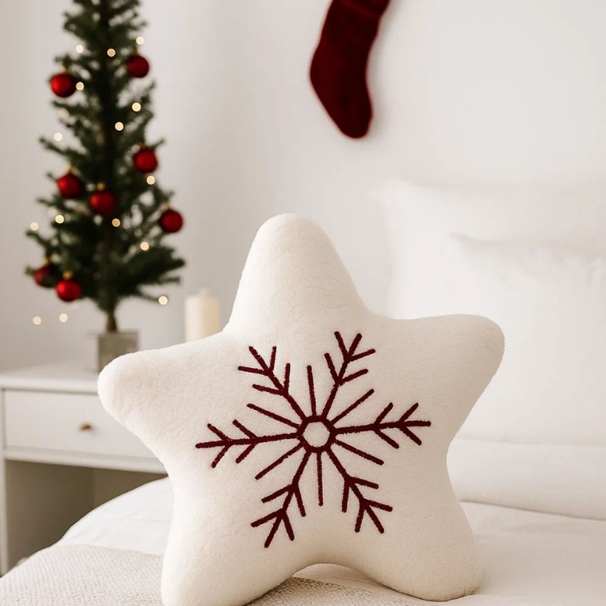ZALMOHADAS - Cojín Estrella Copo de Nieve  Estilo Nórdico Zalmohadas