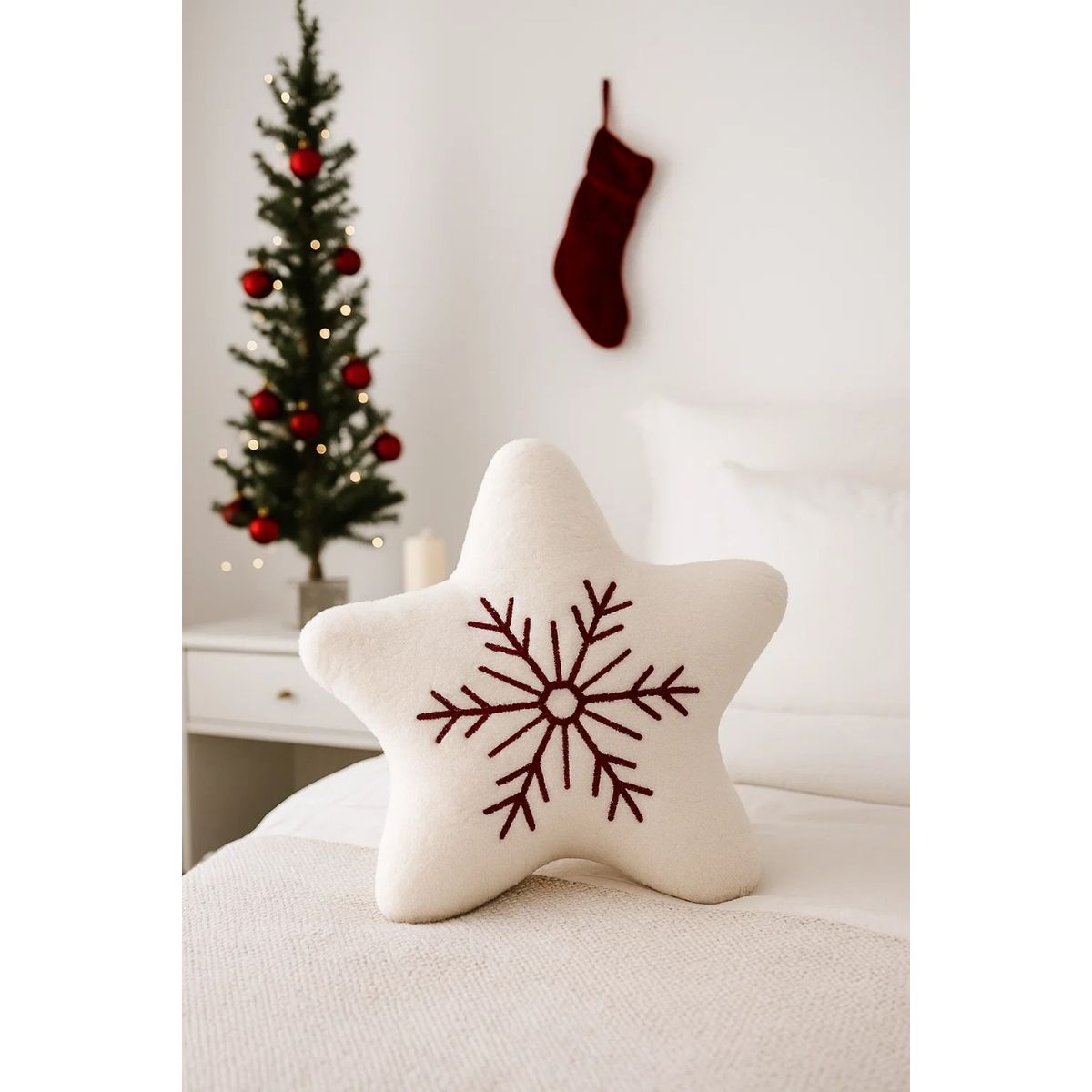 ZALMOHADAS - Cojín Estrella Copo de Nieve  Estilo Nórdico Zalmohadas
