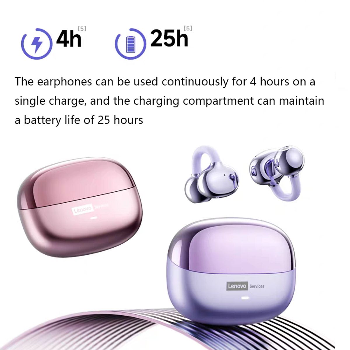 LENOVO - Audífonos Lenovo Clip MAX LE06 TWS  Bluetooth 6.0 - Rosa