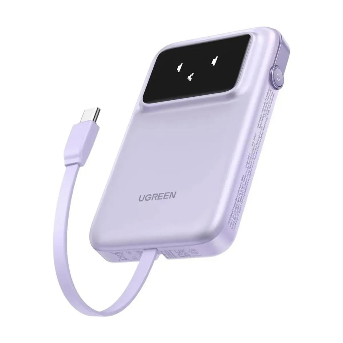 UGREEN - Power Banck UGREEN de 10000 mAh con cable incorporado PB511 morado