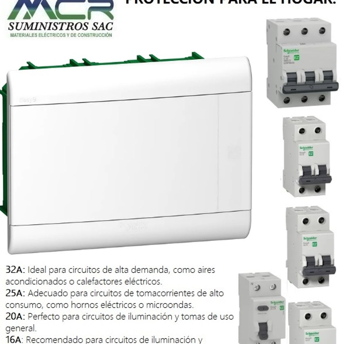 SCHNEIDER ELECTRIC - TABLERO + INTERRUPTORES DE PROTECCION PARA EL HOGAR SCHNEIDER ELECTRIC PACK