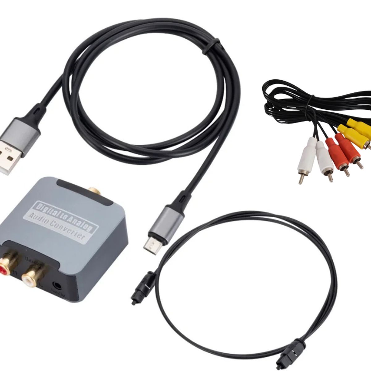 GENERICO - Convertidor Óptico DAC Kit Cable Óptico + Rca A Auxiliar