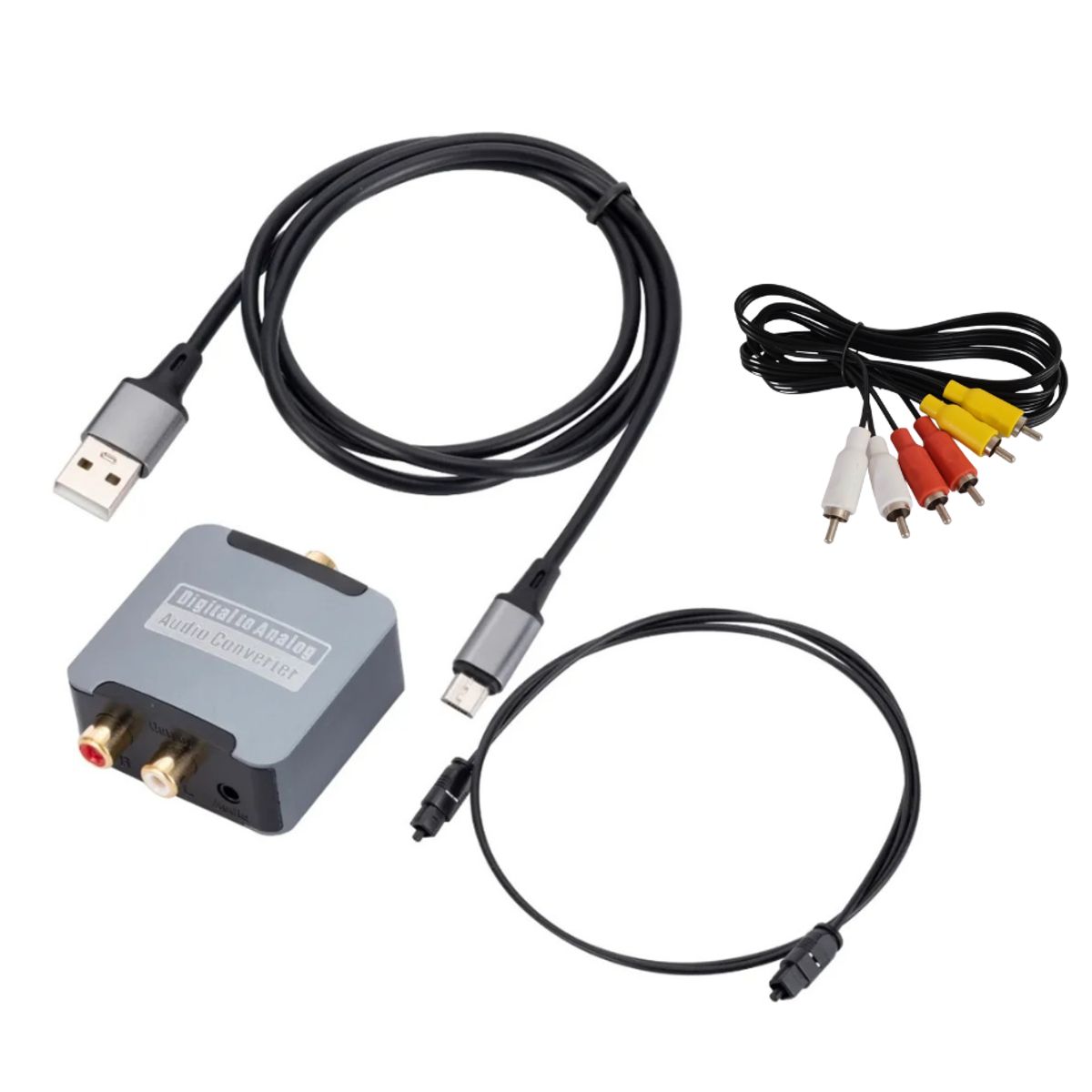 GENERICO - Convertidor Óptico DAC Kit Cable Óptico + Rca A Auxiliar