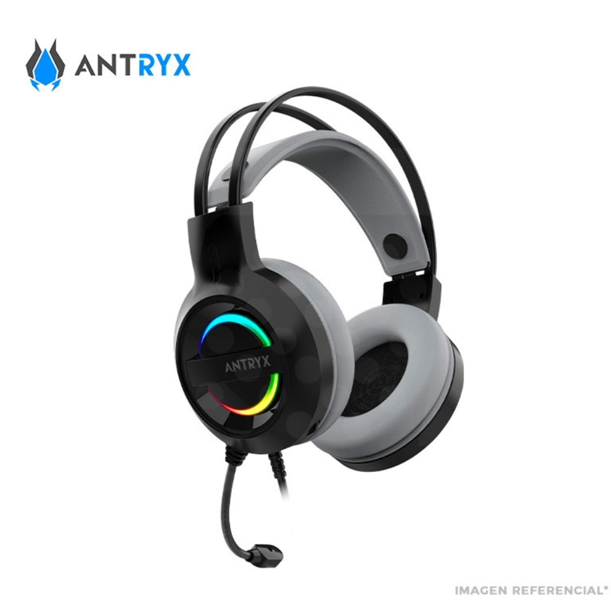 ANTRYX - AURICULAR ANTRYX IRIS-K GRAY, 7.1 VIRTUAL SURROUND, USB, RAINBOW